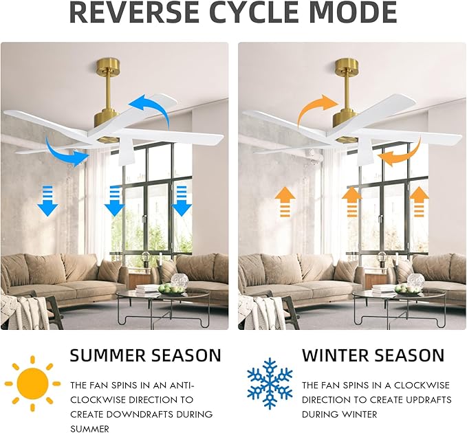 WINGBO 54" ABS DC Ceiling Fan No Light, 5 Blade ABS Plastic Ceiling Fan - Image 3