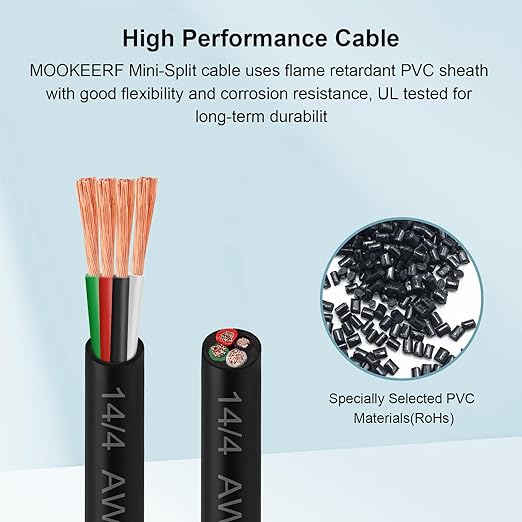 MOOKEERF 14/4 AWG Mini-Split Cable - 200FT 14 AWG 4 Conductor Control Cable - Image 6