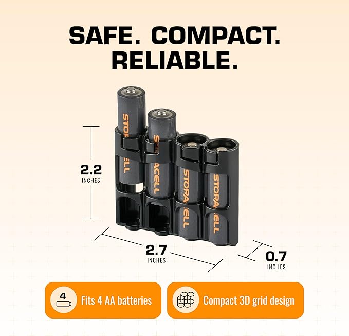 AA Battery Storage Caddy by Storacell, Holds 4 Batteries - Image 7