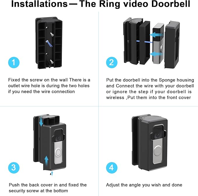 Anti-Theft Adjustable Video Doorbell door mount Corner Mount Compatible - Image 6