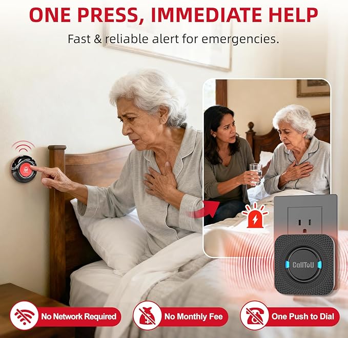 CallToU Caregiver Call Button Wireless Call Bell Alert Button - Image 2