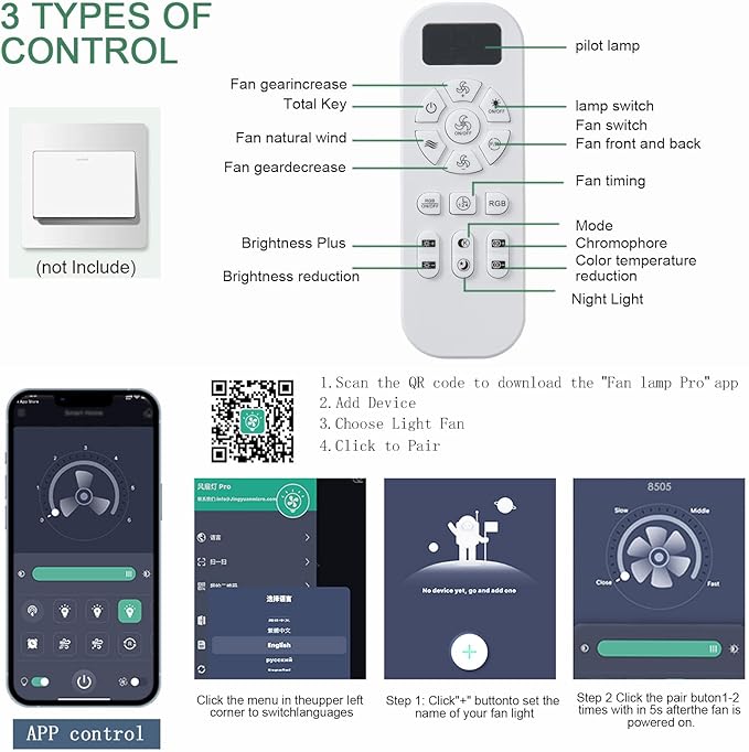 KNUN 48 Inch Ceiling Fans with Lights and Remote/APP Control, Low Profile - Image 4