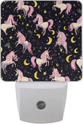 Pigsaly Led Night Light Unicorn Pink Horse Moon Night Light Plug in Wall Lamp by Pigsaly