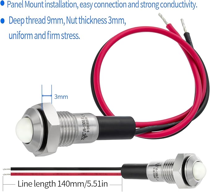 ZGSZJHF UL Listed Mini Indicator Light 8mm 0.31" Waterproof Domed Metal - Image 5