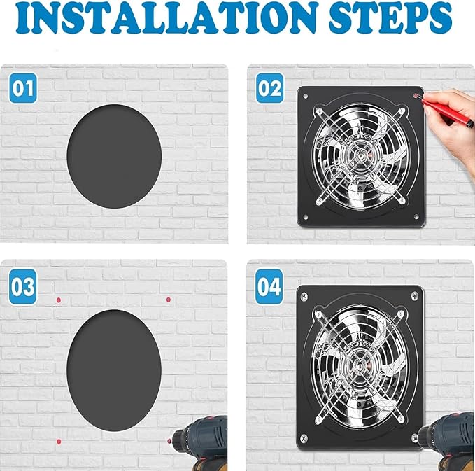 Aydomer Exhaust Fan 78W Through-wall installation Ventilation Fans 110V Exhaust - Image 7