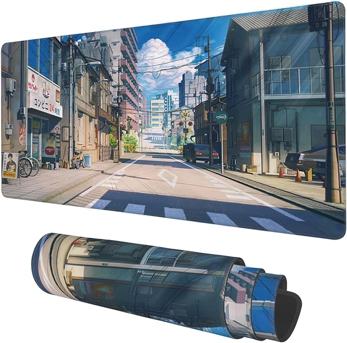 Desk Mat, Anime Summer Street Scenery Extended Gaming Mouse Pad Large, by KOAIWPAE