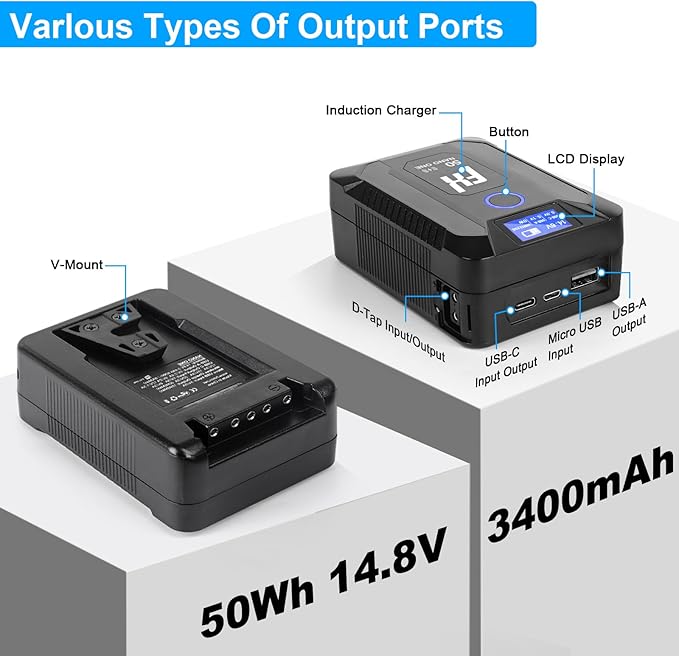 FXLION Nano ONE Upgraded V Mount Battery, 50Wh 14.8V 3400mAh V Lock Battery - Image 2
