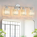 FDPBY Modern 4 Light Crystal Vanity Light, Chrome Vertical Bathroom Light by FDPBY