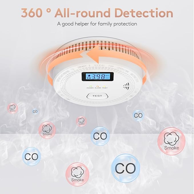 2 Packs, 2 in 1 CO & Smoke Detectors, Carbon Monoxide Detectors, Smoke Detector - Image 4