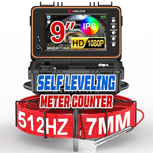 HBUDS Sewer Camera with 512Hz Sonde, Self Leveling 230ft Drain Camera with by HBUDS