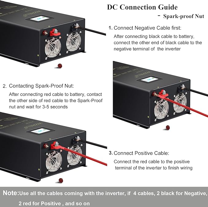 WZRELB 7000W 24V Pure Sine Wave Inverter, 24 Volt DC to AC 120V 240V Split - Image 8
