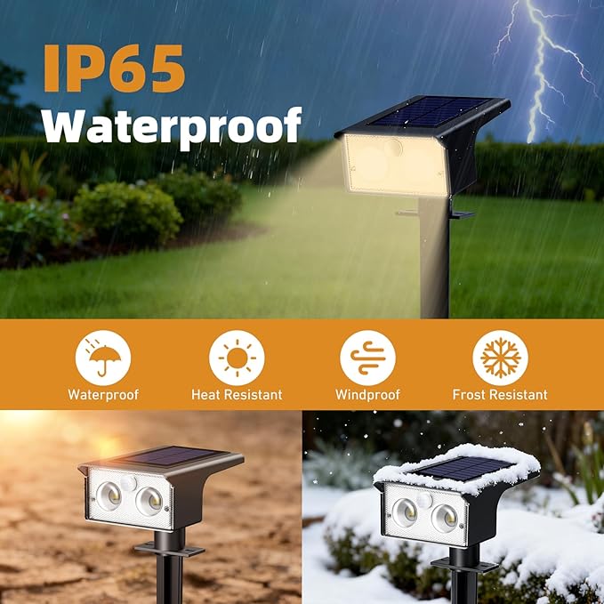 btfarm Solar Spot Lights Outdoor Waterproof, 2 Pack/3 Modes Motion Sensor Lights - Image 4