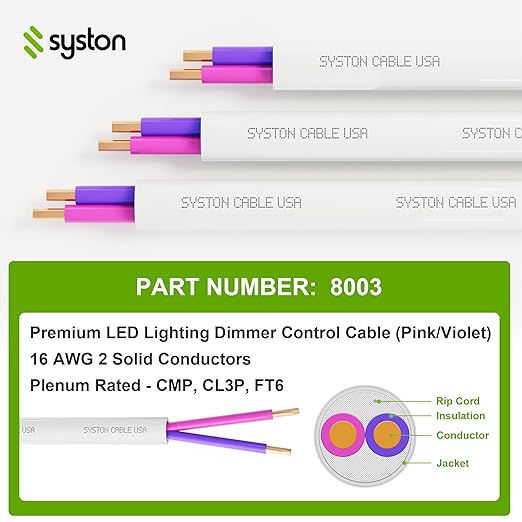 Syston Cable Technology 16/2 LED Lighting Dimmer Dimming Luminaire Control Wire - Image 3