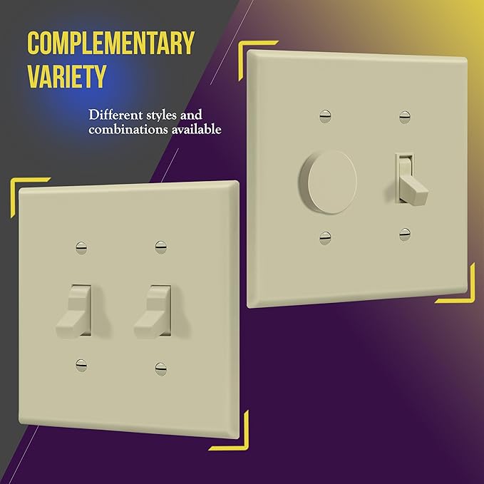 ENERLITES Toggle Light Switch Wall Plate, Gloss Finish, Midway Size 2-Gang - Image 5