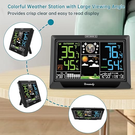 DreamSky Weather Station Indoor Outdoor Thermometer Wireless, Atomic Clock - Image 3