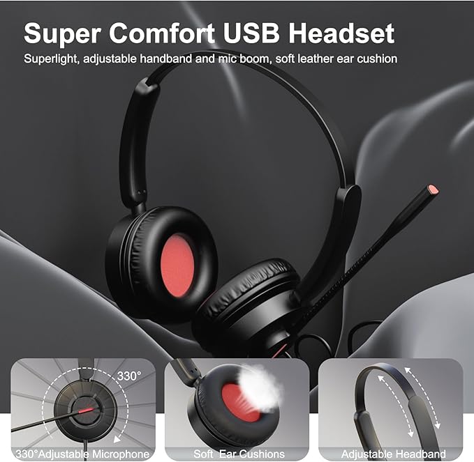 MAIRDI USB Headset with Microphone, 7.1 Surround Sound, USB-A/Type C/3.5mm - Image 4