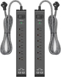 2 Pack Surge Protector Power Strip, 6 Outlets 4 USB Charging Ports, 12Ft by Mifaso