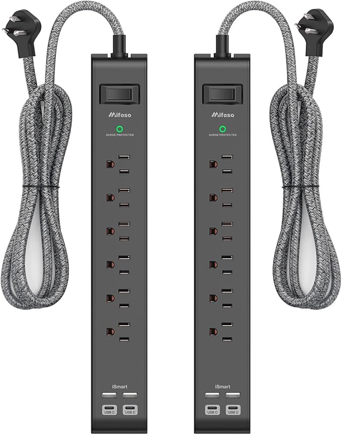 2 Pack Surge Protector Power Strip by Mifaso