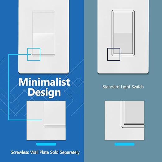 LIDER White Minimalist Decorator Switch, Frameless Light Switch, On/Off Rocker - Image 4