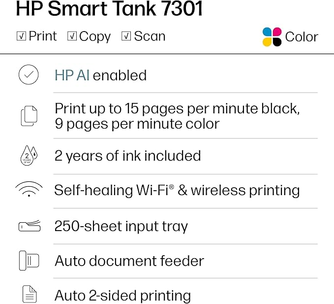 HP Smart Tank 7301 Wireless All-in-One Ink Tank Printer, Copier - Image 6