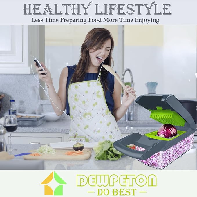 Dewpeton Pro-Series 20-in-1 Mandoline Slicer & Spiralizer, Veggie Chopper - Image 6