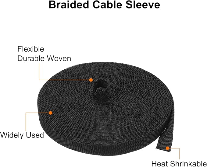 MECCANIXITY Braided Cable Sleeves Heat Shrinkable Fabric Sleeving, 5/16" 33ft - Image 4