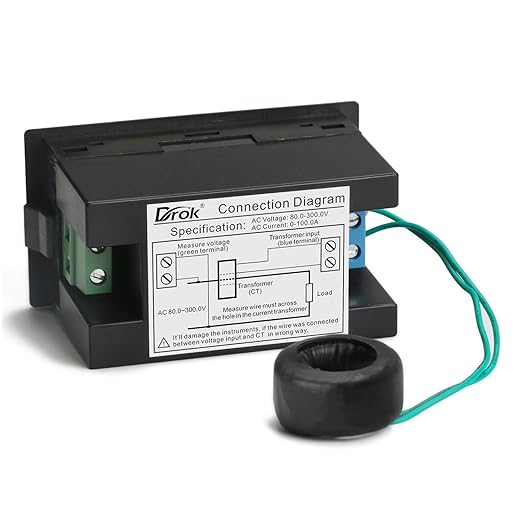 DROK AC Power Meter, AC 80-300V 100A Voltage Current Color LCD Display Panel - Image 5