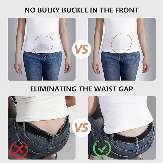 JASGOOD Women No Show Stretch Belt Elastic Web Strap Belt - Image 4