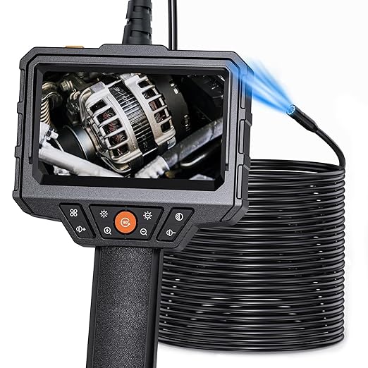 Endoscope with Light and 50ft Semi-Rigid Cable, Handheld Borescope 4.3'' HD by SKYEAR
