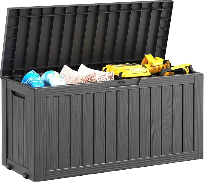 NUNU LAB Outdoor Storage Box, 80 Gallon Large Resin Sturdy Deck Box, Backyard - Image 8