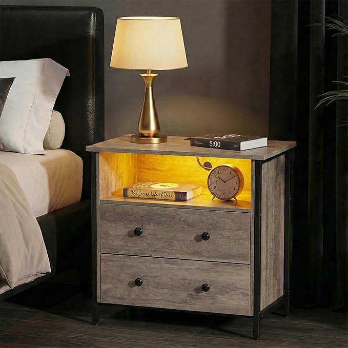 Tykacna 27 Inch Wide Night Stand, Lrage Wood Night Stand Set 2 - Image 8