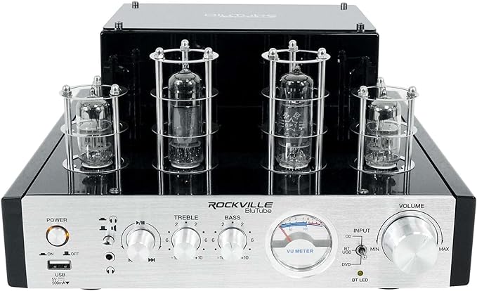 Rockville BluTube 70W Tube Amplifier Stereo Receiver, Compact Design, Warm Sound by Rockville