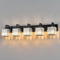 FDPBY Modern Bathroom Vanity Light 5-Lights Plating Black Vanity Light Crystal by FDPBY