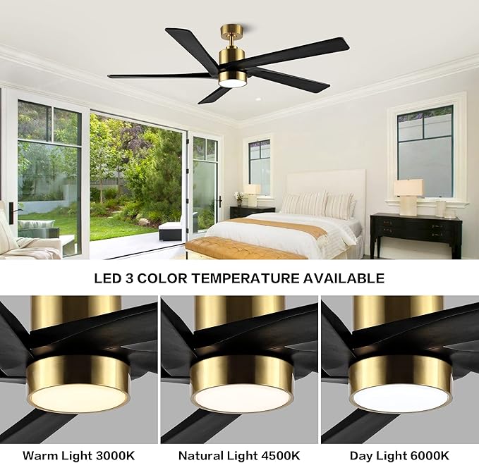 WINGBO 72" DC Ceiling Fan with Lights and 3 Downrods, 5 Carved Wood Blades - Image 6
