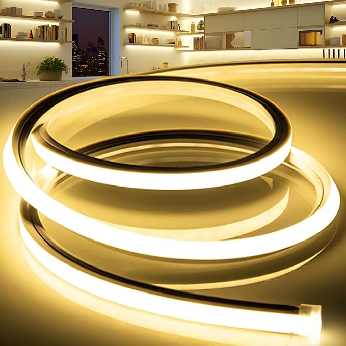 VOEWT LED Strip Lights Yellow, 9.8ft 110-120V Neon Rope Lights, Flexible by VOEWT