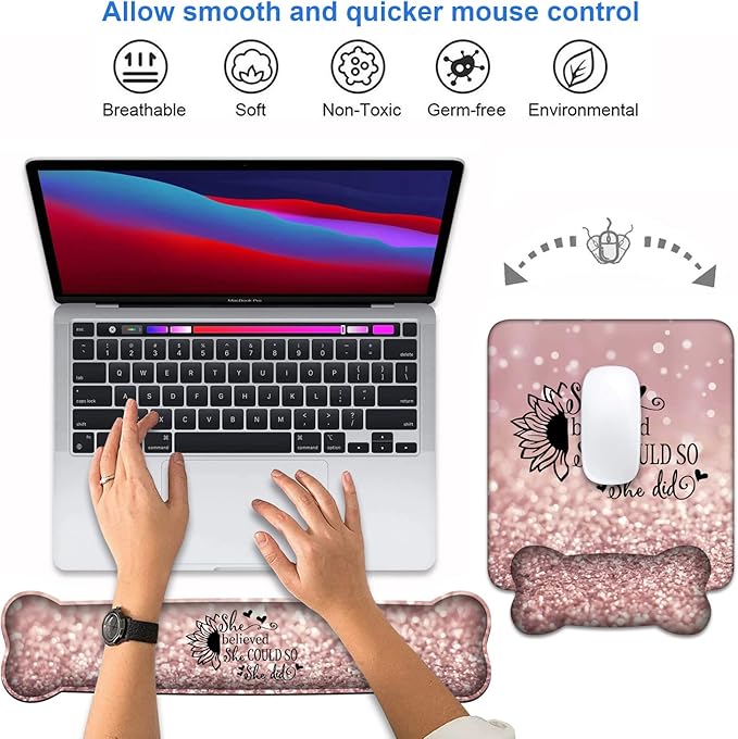 Ergonomic Mouse Pad Wrist Support and Keyboard Wrist Rest Set - Image 2