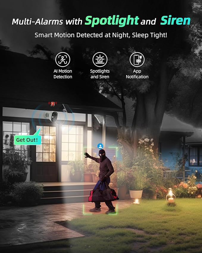 MaxiViz Solar Camera Outdoor Wireless, 2.4GHz Wi-Fi Security Camera - Image 5