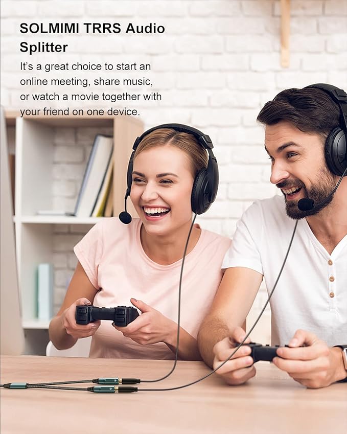 SOLMIMI Headphone Splitter for 2 Headphones, TRRS 3.5mm Male to 2 Female Audio - Image 3