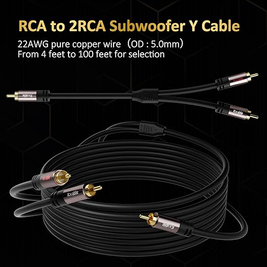 Kxable RCA Y-Adapter Splitter Cable 100 Feet, 1 RCA Male to 2 RCA Male Stereo - Image 6