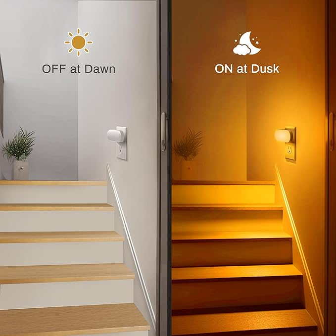 DORESshop Amber Night Lights Plug into Wall, Dusk to Dawn Night Light 4Pack - Image 3