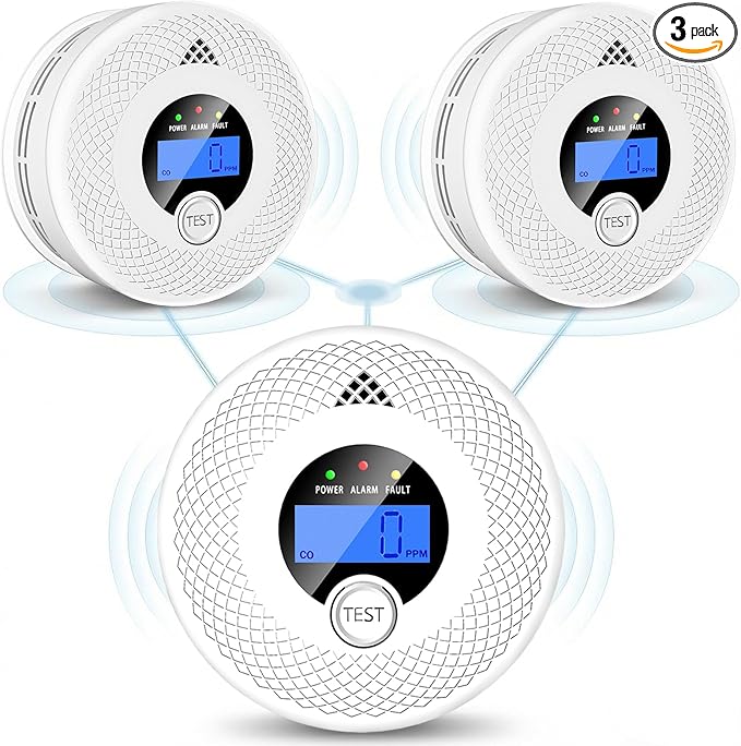 3 Pack Interconnected Smoke and CO Alarm by WUZETIAN