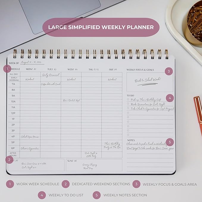 | Durable & Sleek | Undated Daily and Weekly Planner | 8.25" x 11.75" | To Do - Image 3