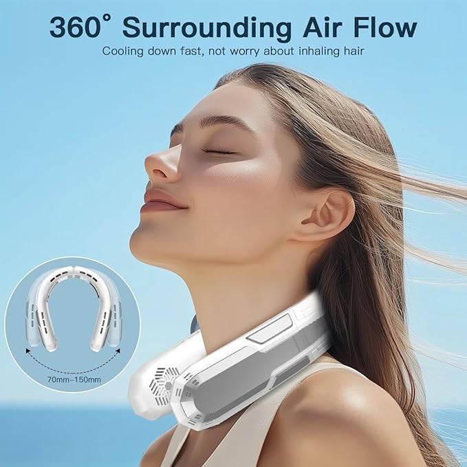 WXX Portable Neck Fan, 6000mAh Battery Neck Fan Rechargeable, 360° Cooling - Image 4