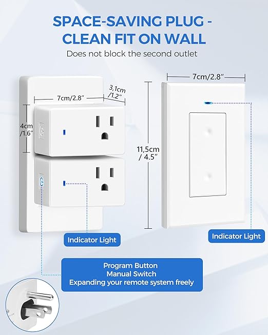 WILAWELS Mini Remote Control Outlet Wireless Light Switch, Programmable and - Image 5