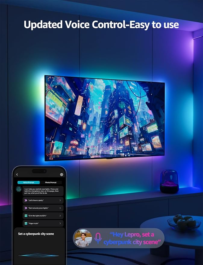 Lepro S1 AI LED Strip Lights for Bedroom - 50ft Smart RGB Light Strips - Image 3