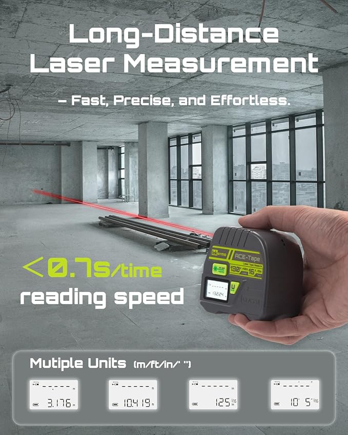 2-in-1 Laser Tape Measure, Inkerma 130Ft/40m Laser Measurement Tool & 16Ft/5m - Image 4