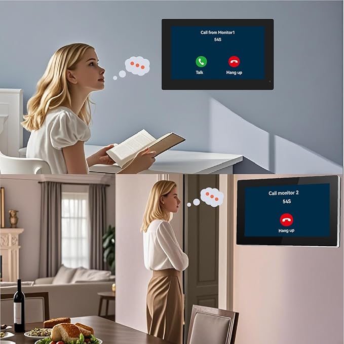 Wired Video Doorbell Apartment Intercom System, 1080P Doorbell Camera, 7-inch - Image 2