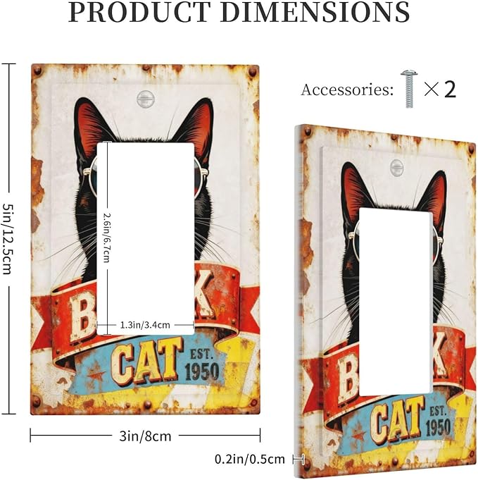 Bvtewkhz Black Cat Vintage 1 Gang Single Rocker Decorative Outlet Covers Light - Image 5