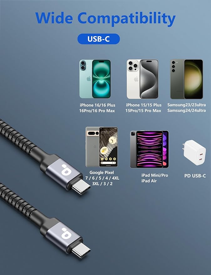 Extra Long USB C to USB C Cable 15FT, 100W USB C Cable Fast Charging, Upgraded - Image 8