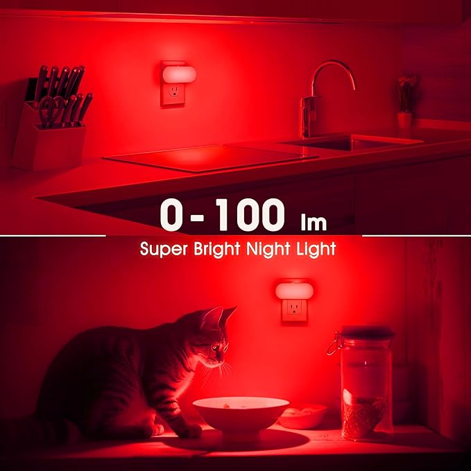 DORESshop Red Night Light, Auto On/Off, 0-100 LM Adjustable Brightness - Image 7